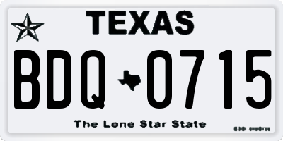 TX license plate BDQ0715