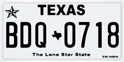 TX license plate BDQ0718