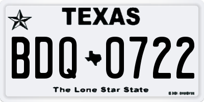 TX license plate BDQ0722