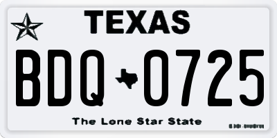 TX license plate BDQ0725
