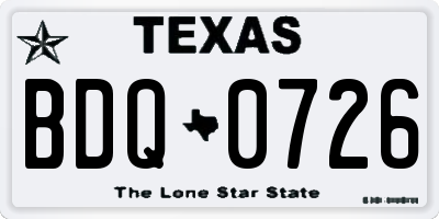 TX license plate BDQ0726
