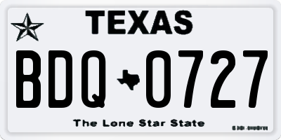 TX license plate BDQ0727