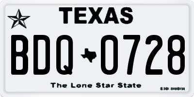 TX license plate BDQ0728