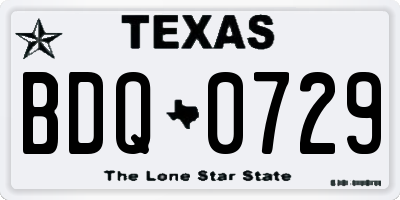 TX license plate BDQ0729