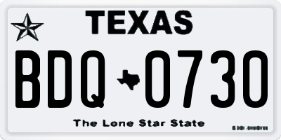 TX license plate BDQ0730