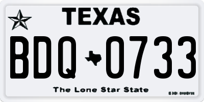 TX license plate BDQ0733