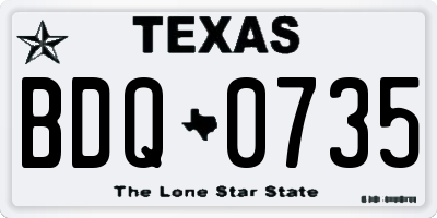 TX license plate BDQ0735