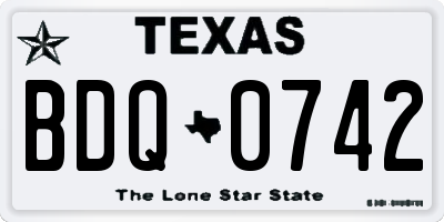 TX license plate BDQ0742