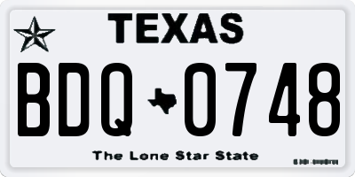 TX license plate BDQ0748