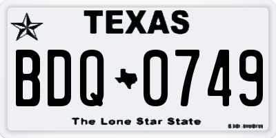 TX license plate BDQ0749