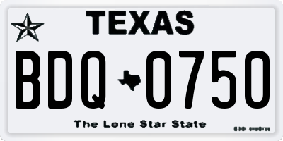 TX license plate BDQ0750