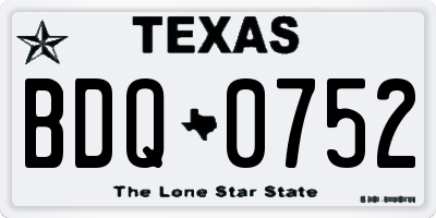 TX license plate BDQ0752