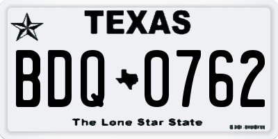 TX license plate BDQ0762
