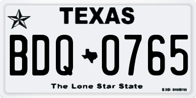 TX license plate BDQ0765