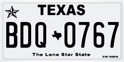 TX license plate BDQ0767