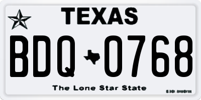 TX license plate BDQ0768