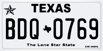 TX license plate BDQ0769