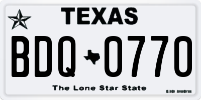 TX license plate BDQ0770