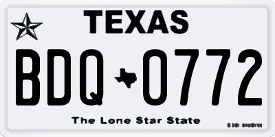 TX license plate BDQ0772