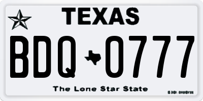 TX license plate BDQ0777