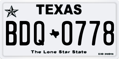 TX license plate BDQ0778