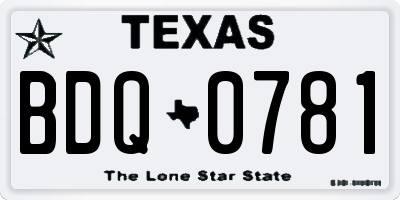 TX license plate BDQ0781