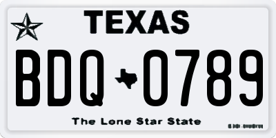 TX license plate BDQ0789