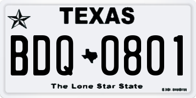 TX license plate BDQ0801