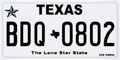 TX license plate BDQ0802