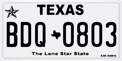 TX license plate BDQ0803