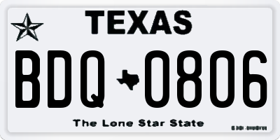TX license plate BDQ0806