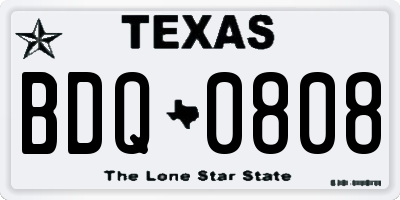 TX license plate BDQ0808