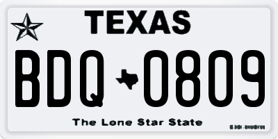 TX license plate BDQ0809