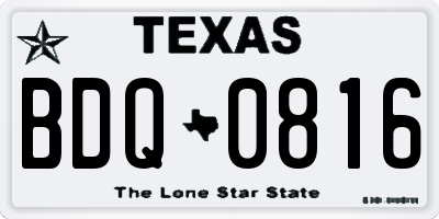 TX license plate BDQ0816
