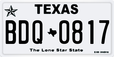 TX license plate BDQ0817
