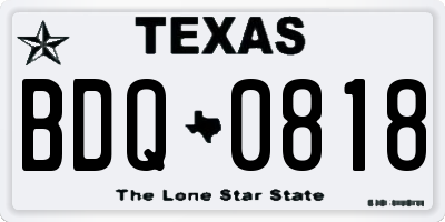 TX license plate BDQ0818