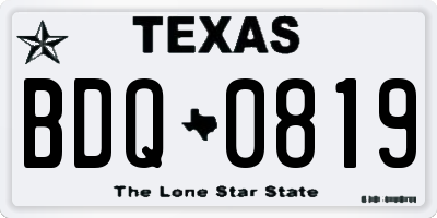 TX license plate BDQ0819