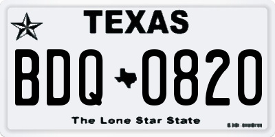 TX license plate BDQ0820
