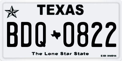 TX license plate BDQ0822