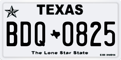 TX license plate BDQ0825