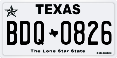 TX license plate BDQ0826