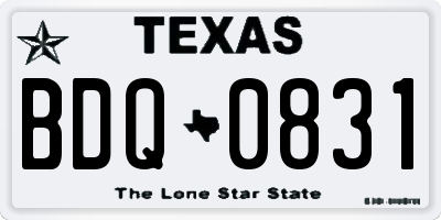 TX license plate BDQ0831