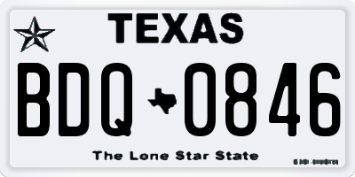 TX license plate BDQ0846