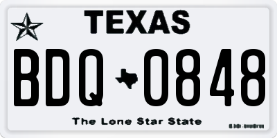 TX license plate BDQ0848
