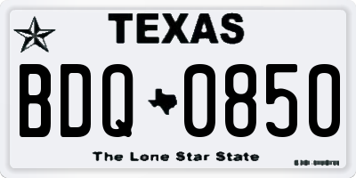 TX license plate BDQ0850