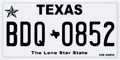 TX license plate BDQ0852