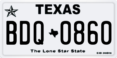 TX license plate BDQ0860
