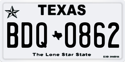 TX license plate BDQ0862