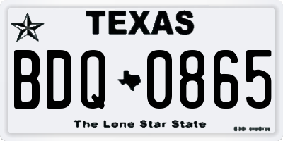 TX license plate BDQ0865
