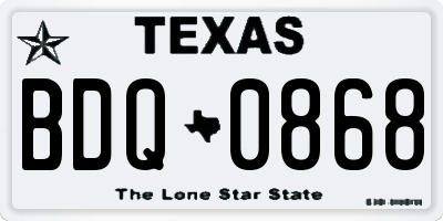 TX license plate BDQ0868